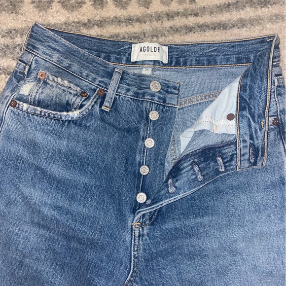 AGOLDE Riley High Rise Straight Crop in Frequency Jeans Size 25 - Picture 8 of 10